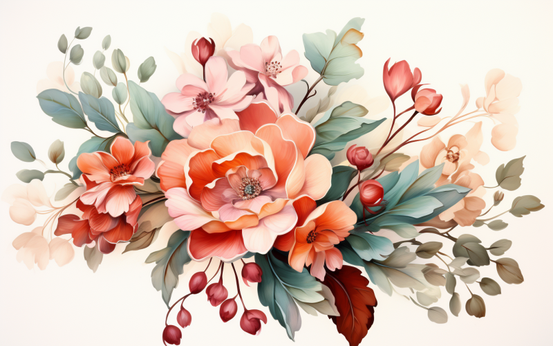 Bukiety kwiatów akwarelowych, tło ilustracji 110