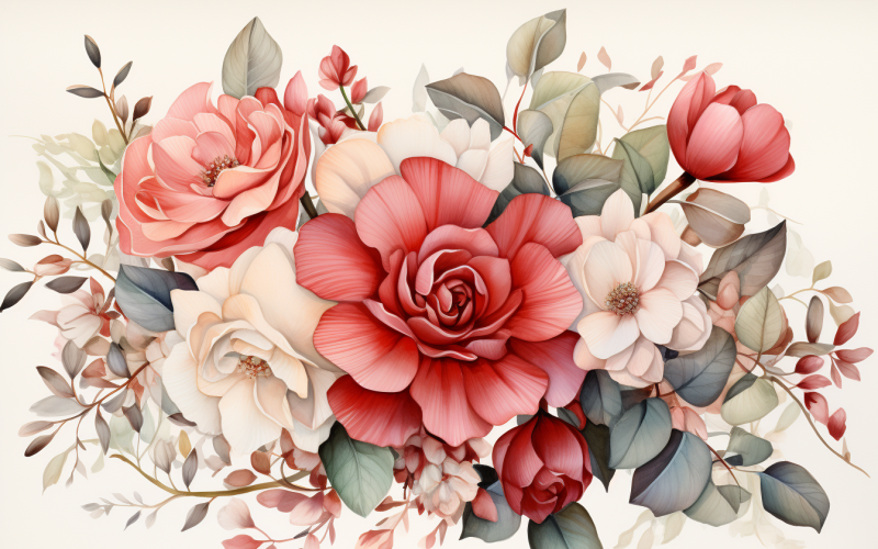 Watercolor Flowers Bouquets, illustration background 115
