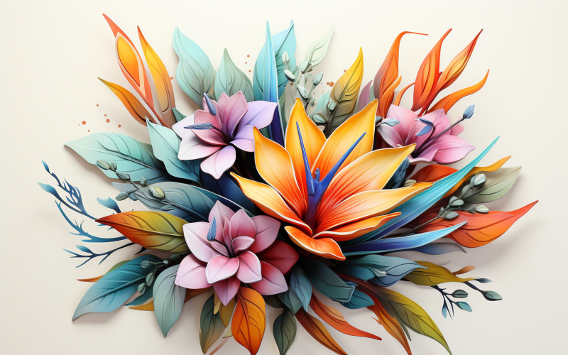 Akvarell virágcsokrok, illusztrációs háttér 119