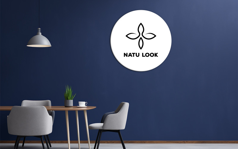 Blå interiörmockup | interiör logotyp mockup | mockup i vardagsrummet