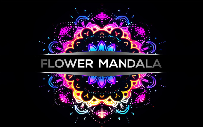Bloemmandala-ontwerp | neonbloemmandala | teken mandala-identiteit | mandala-ontwerp