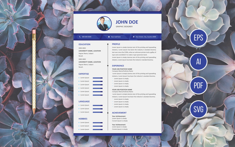 One Page Resume Template Design