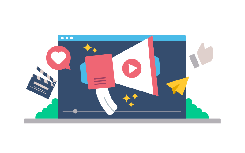 Video Marketing Vektorové Ilustrace