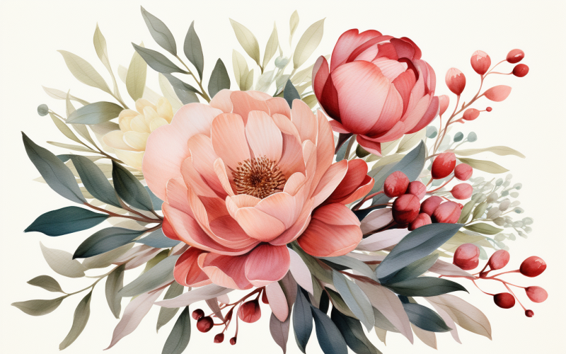 Akvarell blombuketter, illustration bakgrund 147