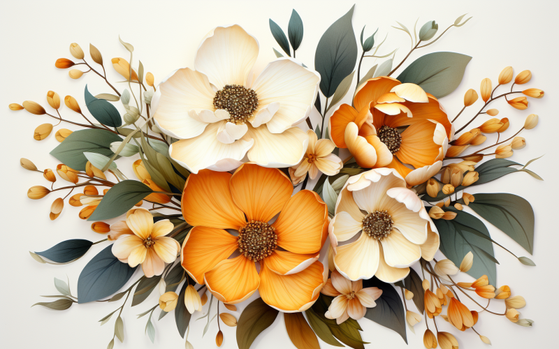 Bouquets de fleurs aquarelles, fond d'illustration 130