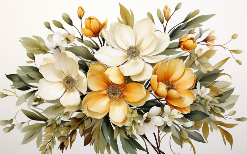 Bouquets de fleurs aquarelles, fond d'illustration 131