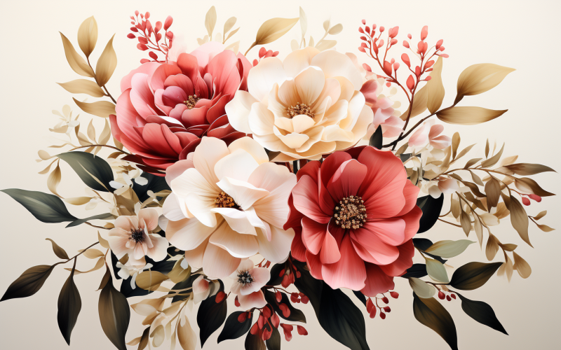 Bouquets de fleurs aquarelles, fond d'illustration 142