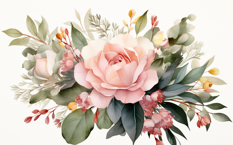 Bouquets de fleurs aquarelles, fond d'illustration 143