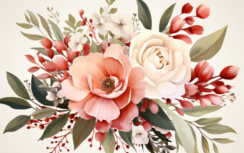 Bouquets de fleurs aquarelles, fond d'illustration 145