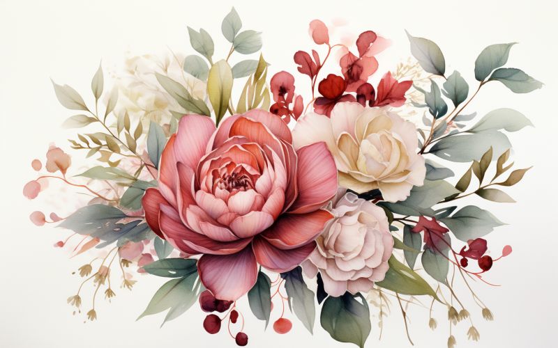 Bouquets de fleurs aquarelles, fond d'illustration 146