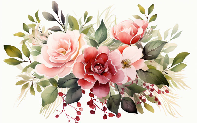Bouquets de fleurs aquarelles, fond d'illustration 149
