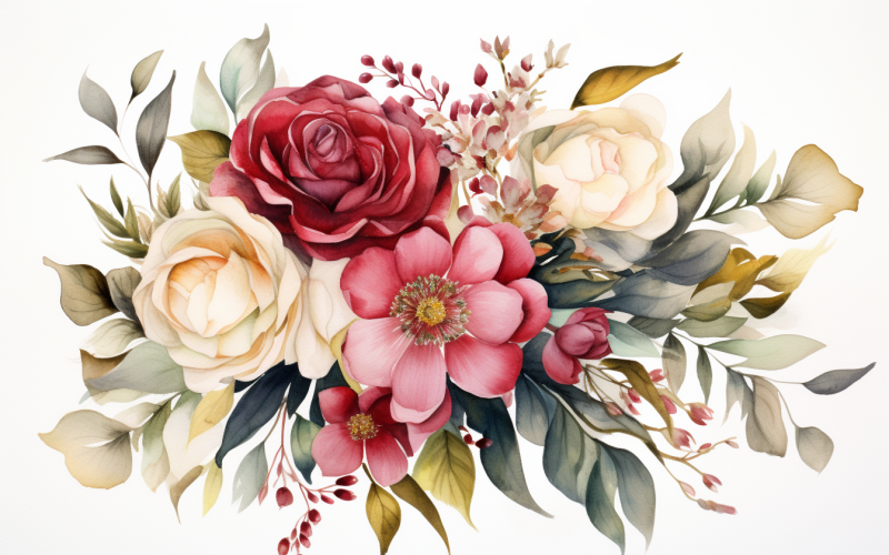 Bouquets de fleurs aquarelles, fond d'illustration 150