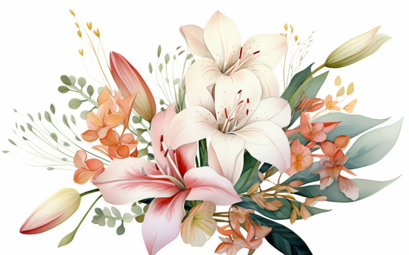 Buquês de flores em aquarela, fundo ilustração 173