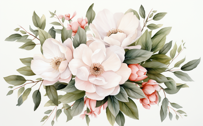 Buquês de flores em aquarela, fundo ilustração 179