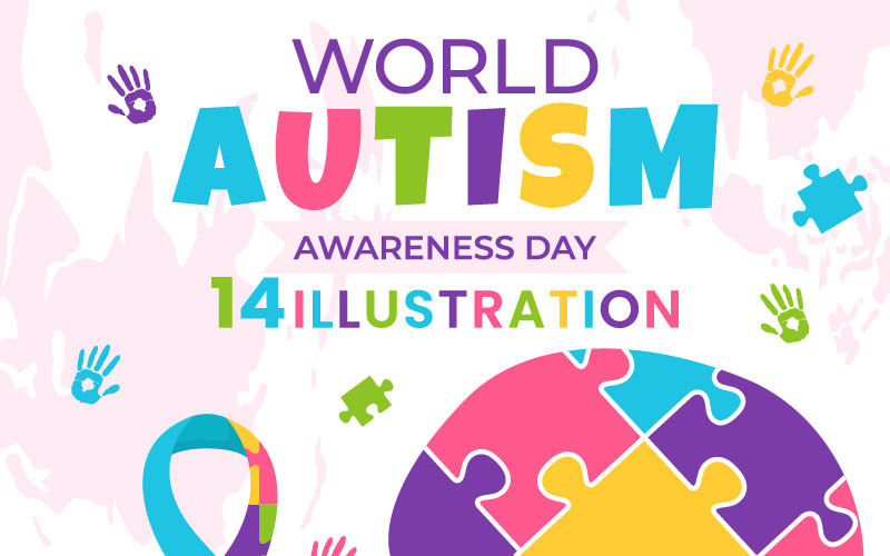 14 Día Mundial de Concientización sobre el Autismo Ilustración