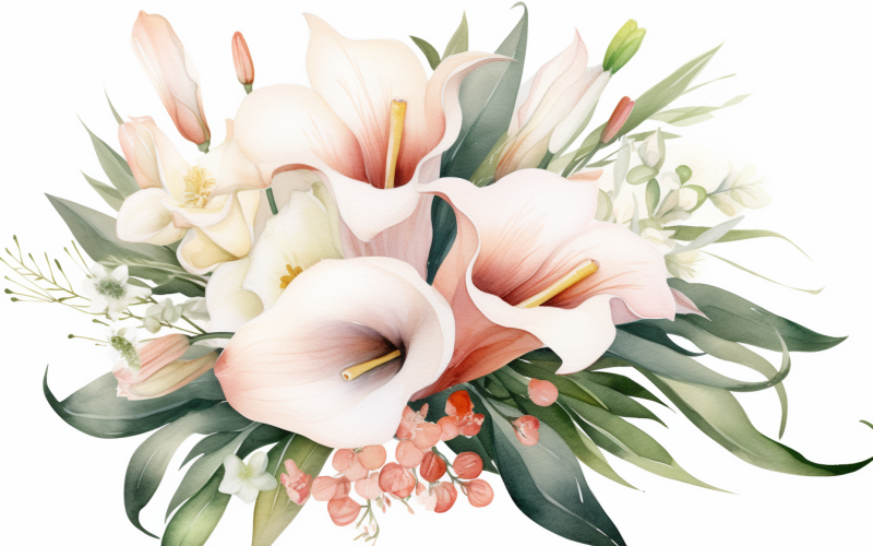 Mazzi di fiori ad acquerello, sfondo dell'illustrazione 172