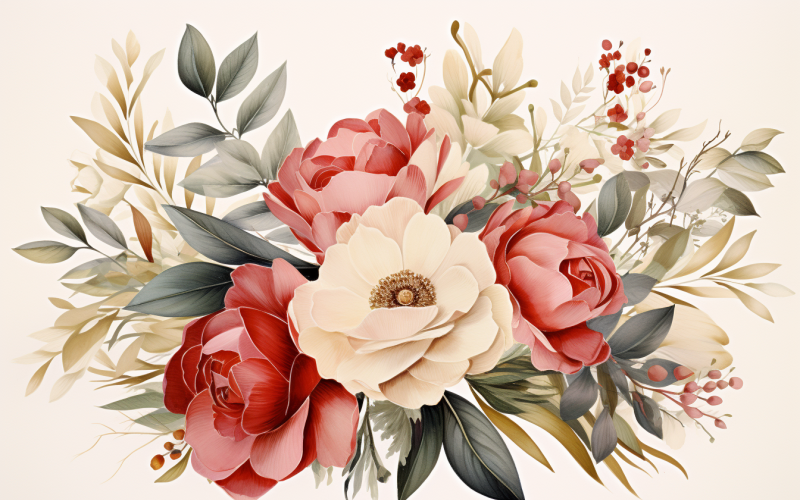 Ramos de flores en acuarela, fondo de ilustración 151