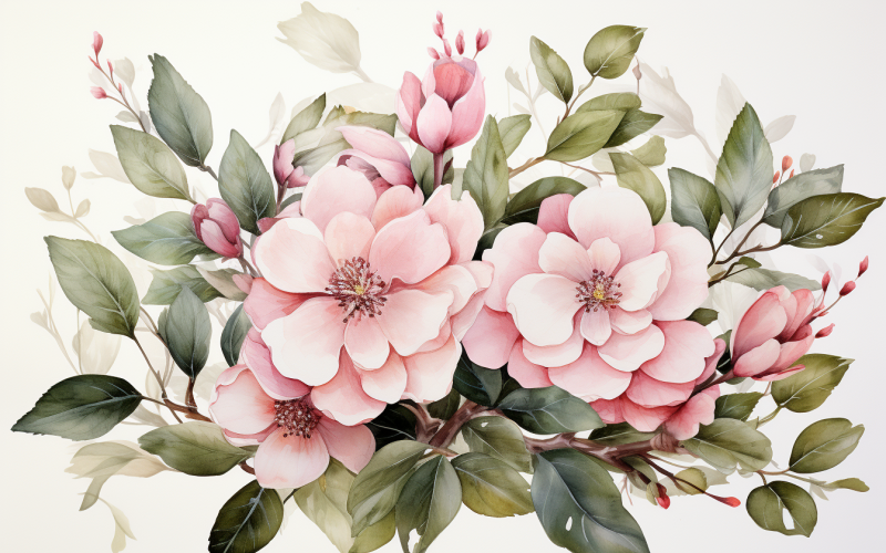 Ramos de flores en acuarela, fondo de ilustración 181