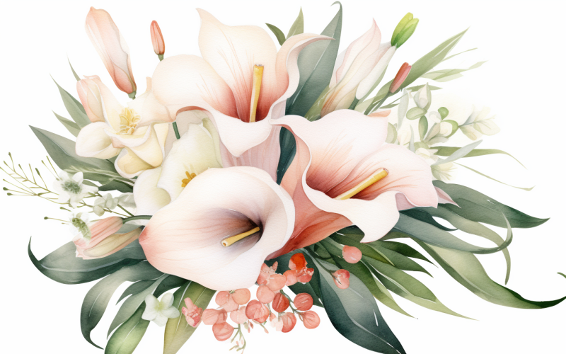 Watercolor Flowers Bouquets, illustration background 172