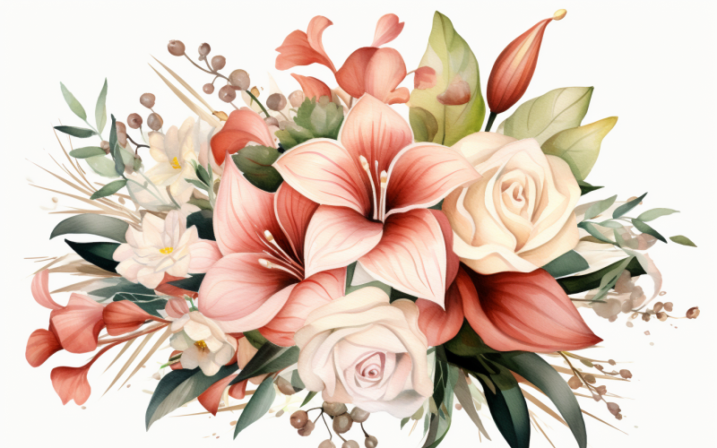 Akvarell blombuketter, illustration bakgrund 175