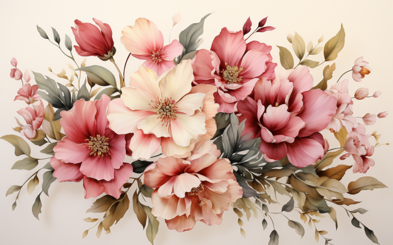 Buquês de flores em aquarela, fundo ilustração 196