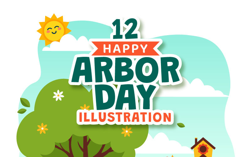 12 Ilustração do Feliz Dia da Árvore