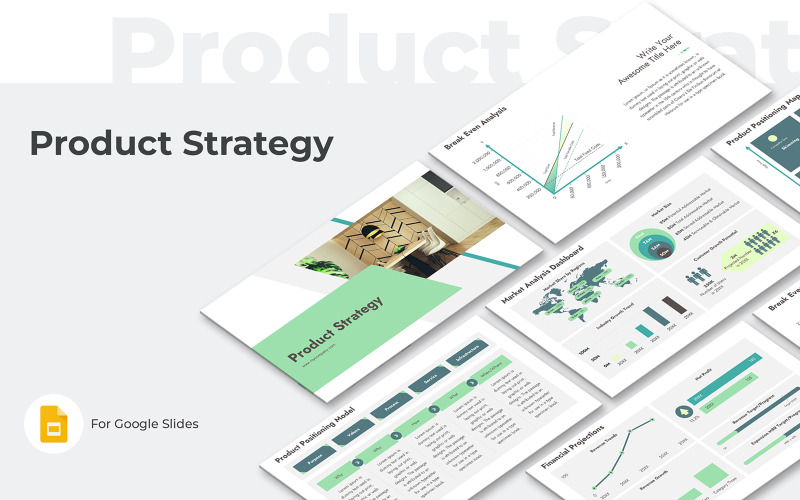 Modello di presentazione di Presentazioni Google per la strategia di prodotto