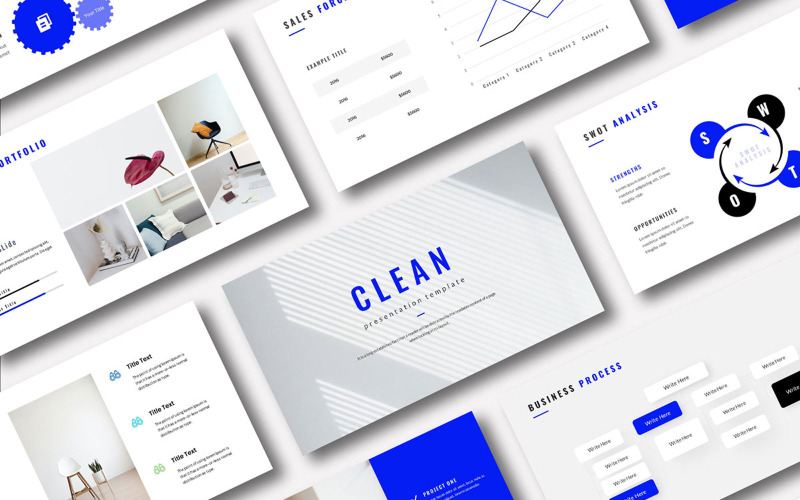 Modelo de apresentação de PowerPoint de negócios limpos