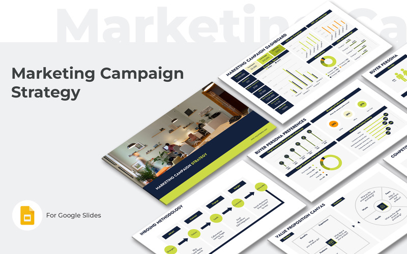 Modelo de apresentação do Google Slides de estratégia de campanha de marketing