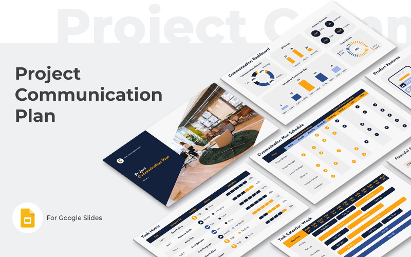 Projekt kommunikációs terv Google Slides prezentációs sablon