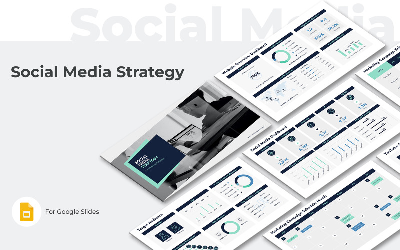 Stratégie de médias sociaux Modèle de présentation Google Slides