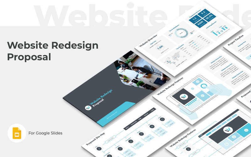 Web Sitesi Yeniden Tasarım Teklifi Google Slaytlar Sunum Şablonu