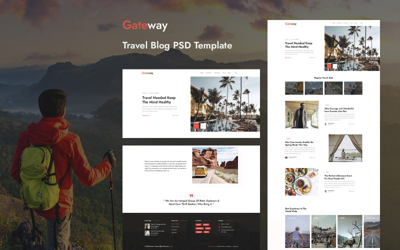 Gateway - PSD шаблон туристического блога