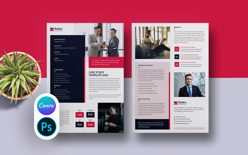 Modèle de flyer d'étude de cas commercial Canva