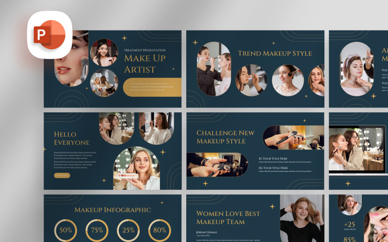Professionele make-up artiest PowerPoint-sjabloon