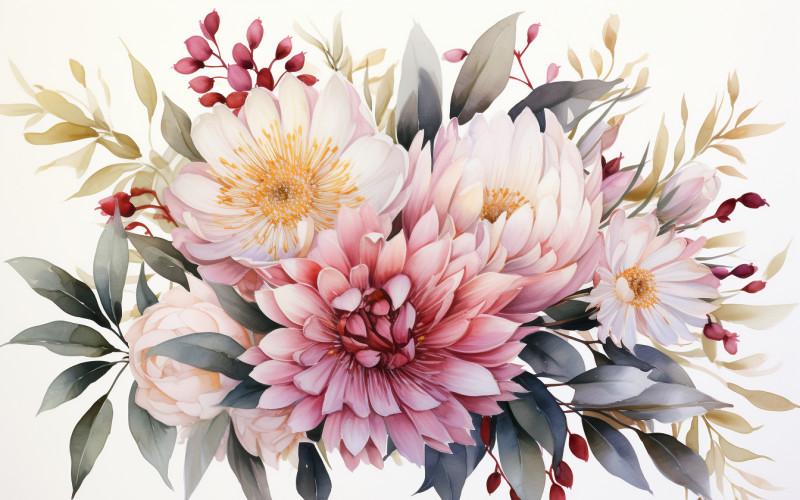 Букеты акварельных цветов, иллюстрация фона 203