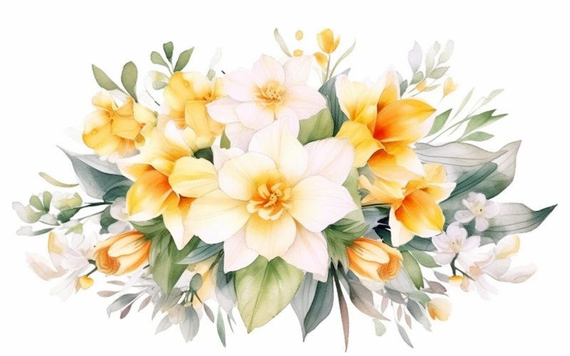 Buquês de flores em aquarela, fundo ilustração 240