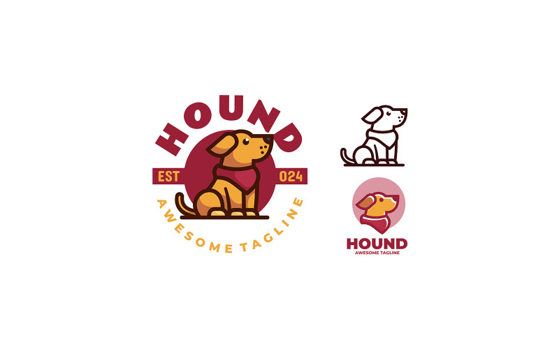 Hound enkel maskotlogotypdesign