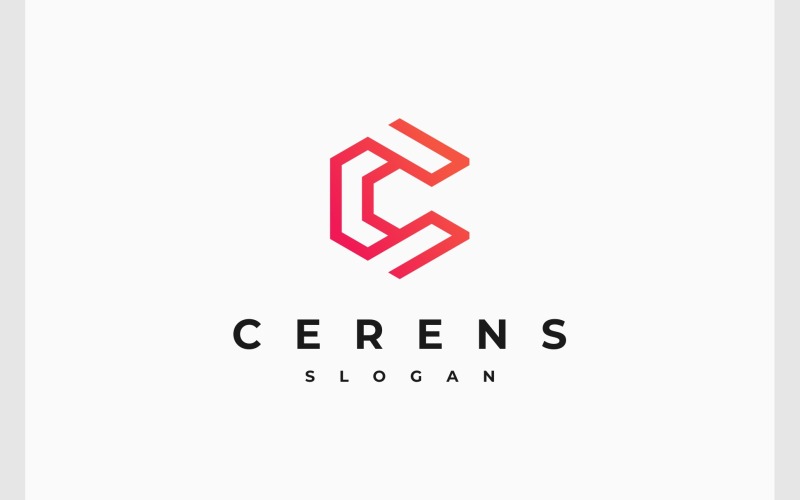 Letter C zeshoek geometrisch logo