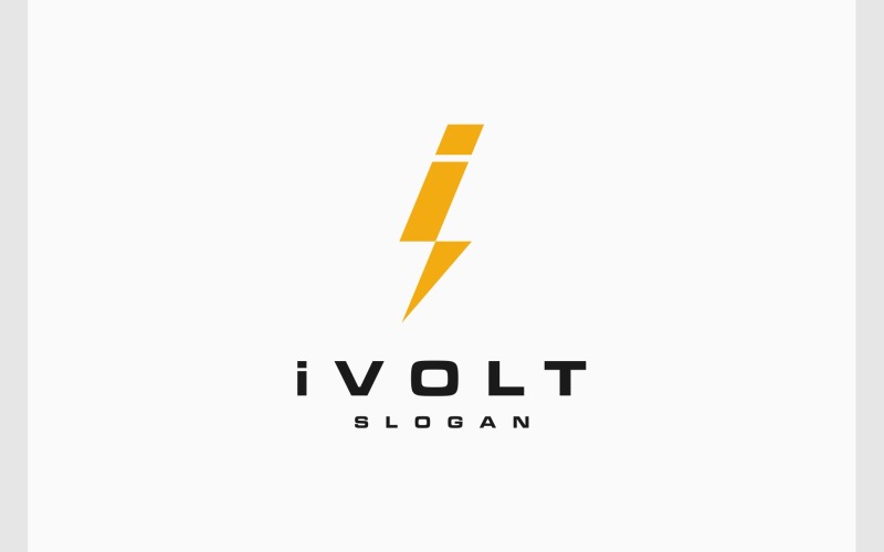 Letter I elektrische volt eenvoudig logo