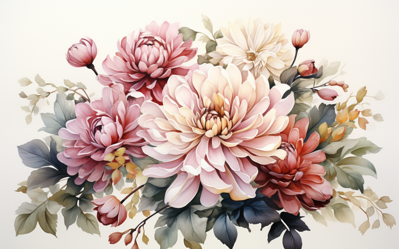 Mazzi di fiori ad acquerello, sfondo dell'illustrazione 206