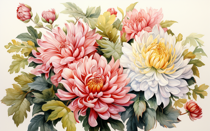 Mazzi di fiori ad acquerello, sfondo dell'illustrazione 207
