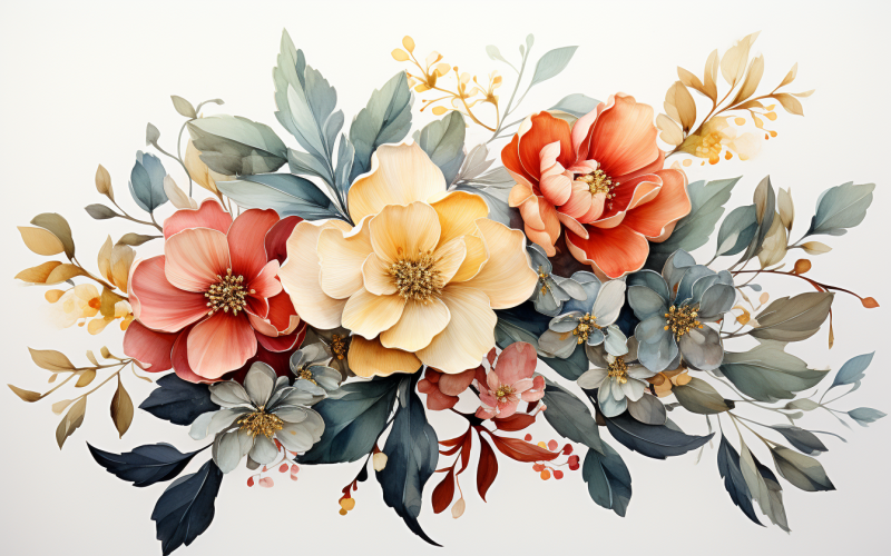 Mazzi di fiori ad acquerello, sfondo dell'illustrazione 212