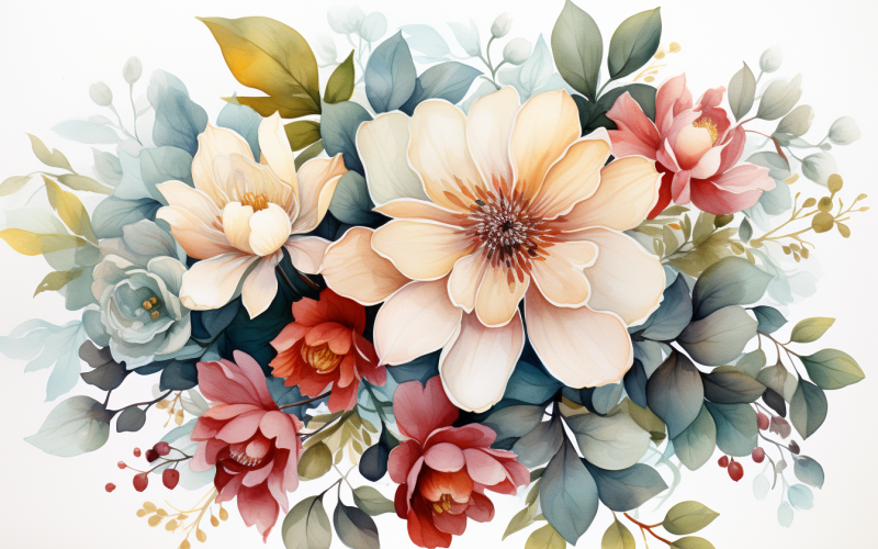 Mazzi di fiori ad acquerello, sfondo dell'illustrazione 214