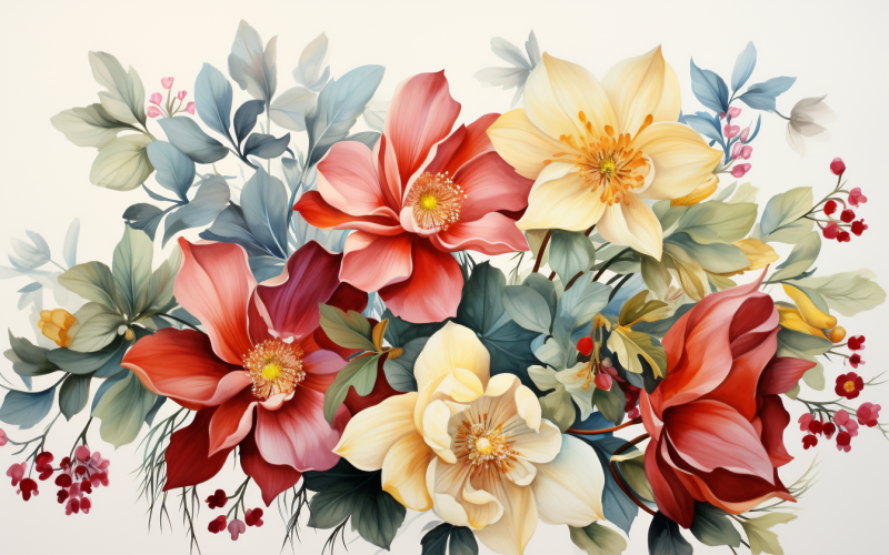 Mazzi di fiori ad acquerello, sfondo dell'illustrazione 215