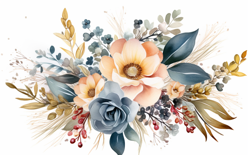 Mazzi di fiori ad acquerello, sfondo dell'illustrazione 218