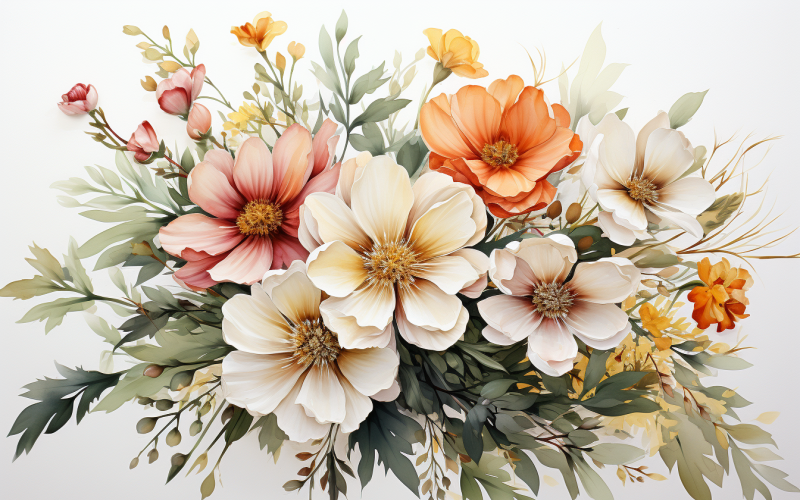 Mazzi di fiori ad acquerello, sfondo dell'illustrazione 228