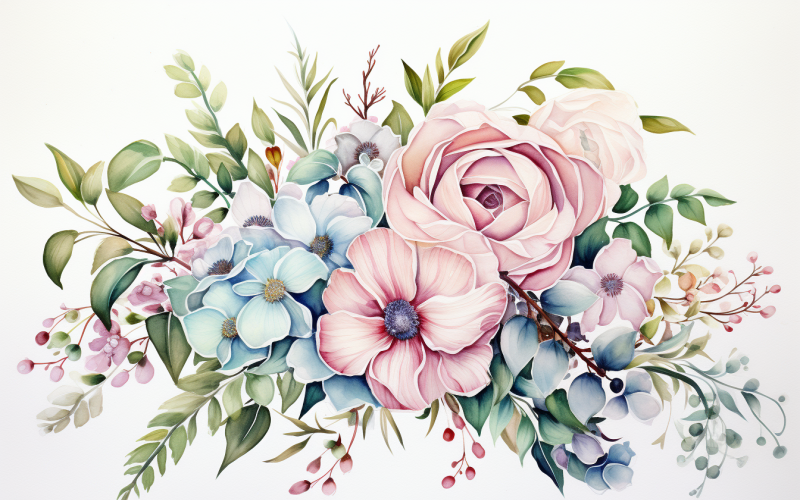 Mazzi di fiori ad acquerello, sfondo dell'illustrazione 264