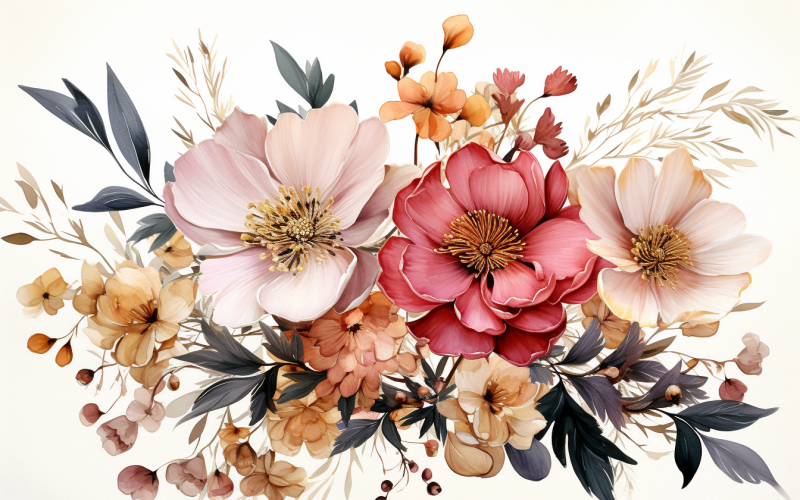 Ramos de flores de acuarela, fondo de ilustración 235