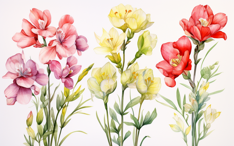 Akvarell blombuketter, illustration bakgrund 300